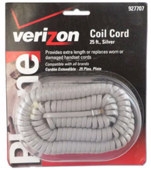 25' Silver Handset Cords - 25 Pack