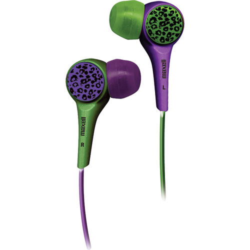 Wild Things Stereo Earbud-Purple/Green Leopard