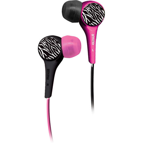 Wild Things Stereo Earbud-Pink/Black Zebra