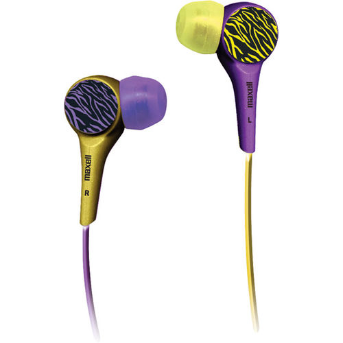 Wild Things Stereo Earbud-Purple/Yellow Zebra