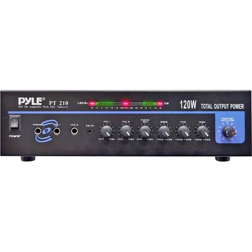 120-Watt Microphone PA Mono Amplifier with 70V Output and Mic Talkover