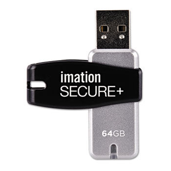 Secure+ Hardware-Encrypted USB 2.0 Flash Drive, 64 GB