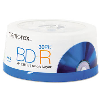 Blu-Ray BD-R Recordable Disc, 30/Pk