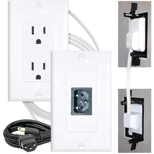 MIDLITE PJW-7R2 Power Jumper(TM) HDTV Power Relocation Cable with Old Work Device Wall Mounting Brackets