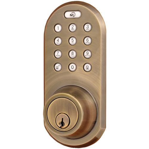 MORNING INDUSTRY INC QF-01AQ 3-In-1 Remote Control & Touchpad Dead Bolt (Antique Brass)
