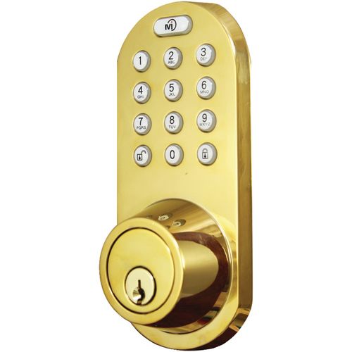 MORNING INDUSTRY INC QF-01P 3-In-1 Remote Control & Touchpad Dead Bolt (Polished Brass)