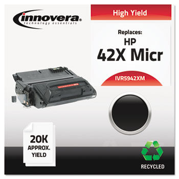 Remanufactured Q5942X (42X) High Yield MICR Toner, 20000 Page-Yield, Black