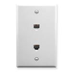WALL PLATE, 2 VOICE 6P6C, WHITE