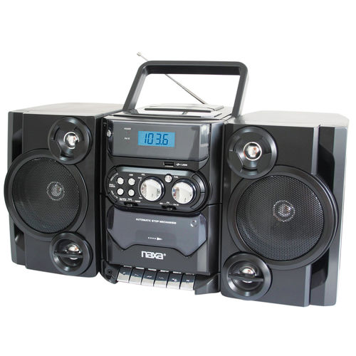 Naxa Portable MP3/CD Player with AM/FM Stereo Radio Cassette Player/Recorder, Twin Detachable Speakers, Remote Control &