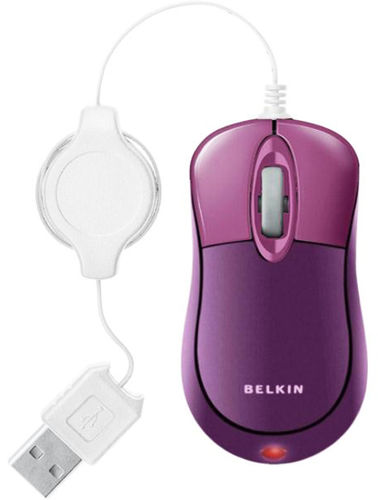Belkin Retractable Plum Berry Optical Travel Mouse Case Pack 4