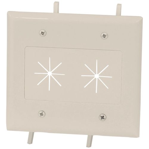 DATACOMM ELECTRONICS 45-0015-LA 2-Gang Cable Plate with Flexible Opening (Light; Almond)