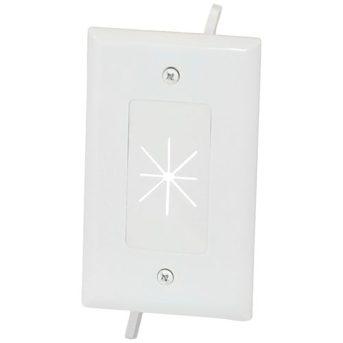 DATACOMM ELECTRONICS 45-0014-WH 1-Gang Cable Plate with Flexible Opening (White)