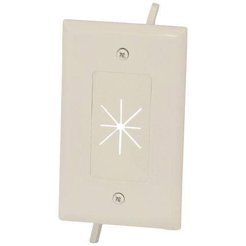 DATACOMM ELECTRONICS 45-0014-LA 1-Gang Cable Plate with Flexible Opening (Light Almond)