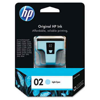 C8774WN (HP 02) Ink Cartridge, 220 Page-Yield, Light Cyan