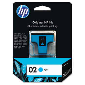 C8771WN (HP 02) Ink Cartridge, 400 Page-Yield, Cyan