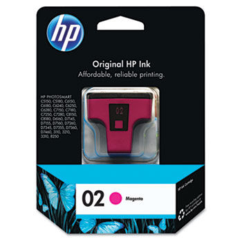 C8772WN (HP 02) Ink Cartridge, 370 Page-Yield, Magenta