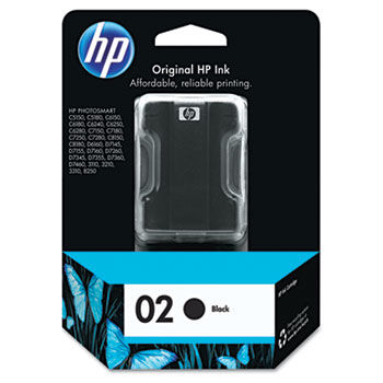 C8721WN (HP 02) Ink Cartridge, 660 Page-Yield, Black