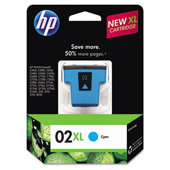 C8730WN (HP 02XL) Ink Cartridge, 600 Page-Yield, Cyan