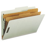 Pressboard Classification Folder, 2"" Exp, 2 dividers, Legal, Gray/Green, 10/BX