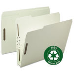 Recycled Pressboard Fastener Folders, Letter, 2"" Exp., Gray-Green, 25/Box
