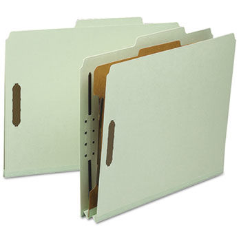 Classification Folder, 1 Divider, 2"" Exp, 2/5 Cut, Letter, Gray/Green, 10/BX