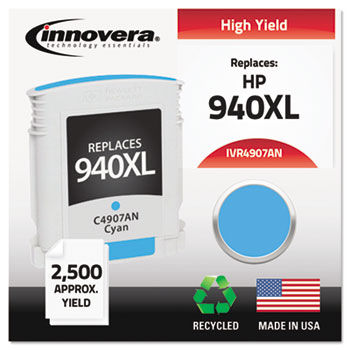 Remanufactured C4907AN (940XL) Ink, 1400 Page-Yield, Cyan