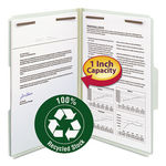 Recycled Pressboard Fastener Folders, Legal, 1"" Exp, Gray/Green, 25/BX