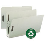 Recycled Pressboard Fastener Folders, Legal, 3"" Exp, Gray/Green, 25/BX