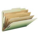 Pressboard Classification Folder, 3"" Exp, 6 Dividers, Legal, Gray/Green, 10/BX