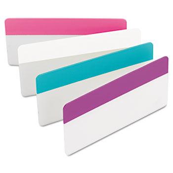 Durable File Tabs, 3 x 1 1/2, Pink, White, Aqua, Violet, 24/PK