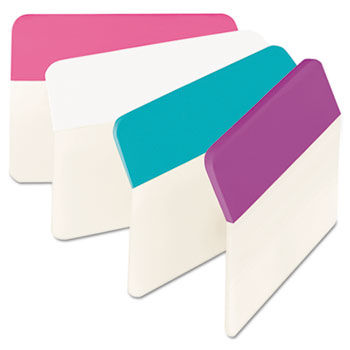 Durable File Tabs, 2 x 1 1/2, Pink, White, Aqua, Violet, 24/PK