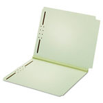 Dual Tab Pressboard Folder, 2 Fasteners, 2"" Expansion, Letter, Lt Green, 25/Box