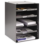 Steel Desktop Sorter, Four Adjustable Shelves, 11 1/2"" x 12"" x 19"", Black