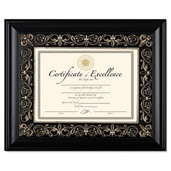 Florence Document Frame with Mat, Black, Plastic, 11 x 14