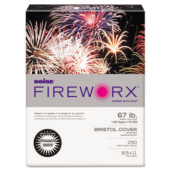 FIREWORX Colored Cover Stock, 67 lbs., 8-1/2 x 11, White, 250 Sheets/Pk