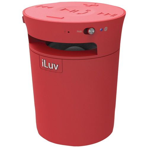 ILUV ISP165RED MobiCup Splash-Resistant Bluetooth(R) Speaker & Speakerphone (Red)