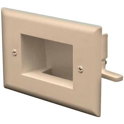 DATACOMM ELECTRONICS 45-0009-LA Easy-Mount, Slim-Fit Recessed Low-Voltage Cable Plate (Light Almond)