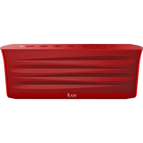 Red MobiOut Rechargeable Splash-Resistant Portable Bluetooth Stereo Speaker with Microphone