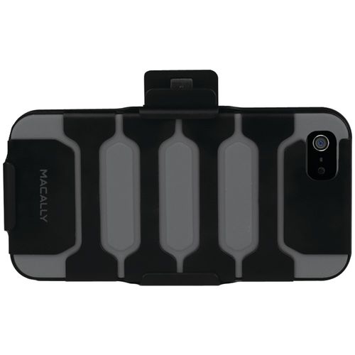 MACALLY TANK5G iPhone(R) 5/5S Protective Holster Case with Belt Clip/Stand (Gray/Black)