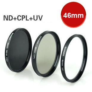 Digital SLR Camera Lenses 46mm UV Filter  Lens + CPL Polarizer + Neutral Density Gray Mirror Filter