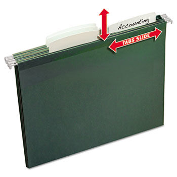 Slide & Lift Tab Hanging Folders, Letter, 1/3 Cut, Green, 24/Pack
