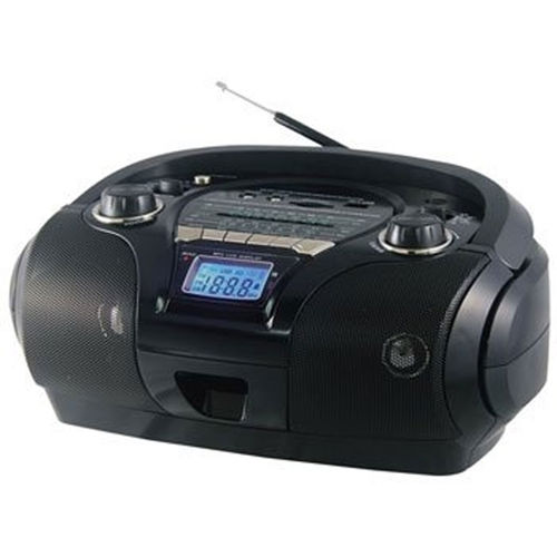 Quantum FX Portable AM/FM/SW1-2 Radio with USB/SD Built-in Rechargeable Battery- Black
