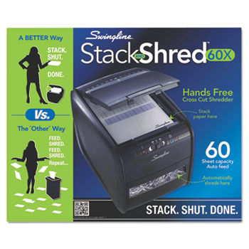 Stack-and-Shred 60X Light-Duty Cross-Cut Shredder, 60 Sheet Capacity