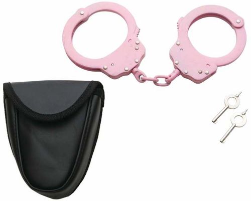 Maxam Chain-Linked Steel Handcuffs with Pouch