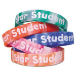 Two-Toned Star Student Wristbands, Assorted Colors, 10/Pack