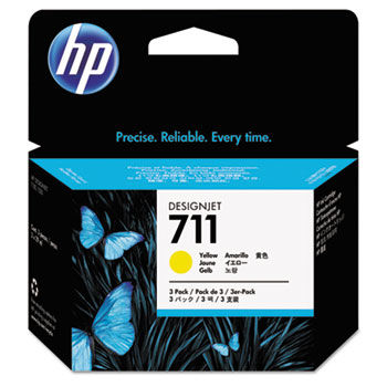 CZ136A, HP-711, Ink, 29 mL, Yellow, 3/Pk