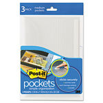 Self-Stick Notebook Pocket with Closure, 5 1/2 x 8, Clear Dots, 3 per Pack