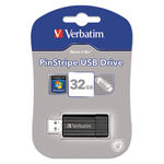 PinStripe USB 2.0 Drive, 32GB, Black
