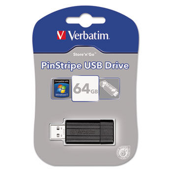 PinStripe USB 2.0 Drive, 64GB, Black