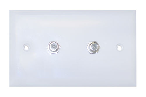 Cable Wholesale TV Wall Plate with 2 F-Pin Couplers,White